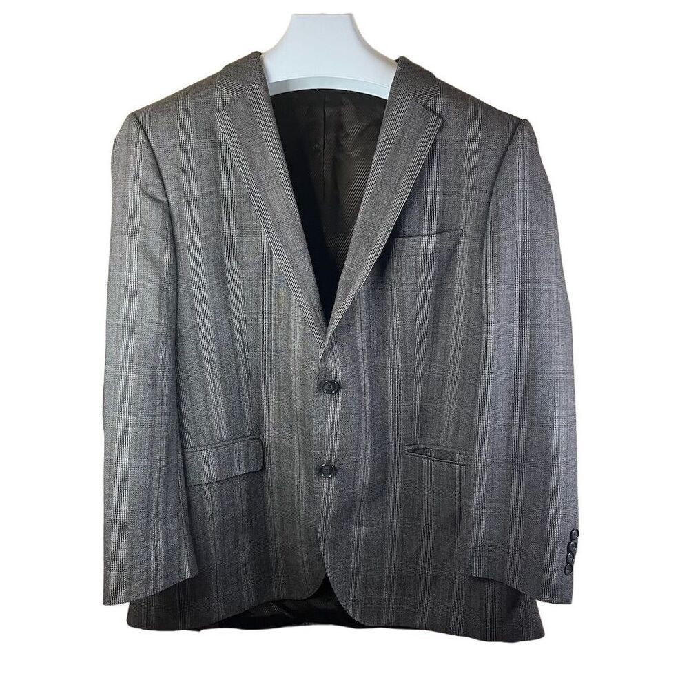 Hugo‎ Boss Men's Gray Striped Wool Blazer Size 42 Two-Button Formal